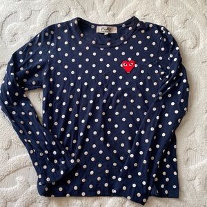 Authentic Comme des Garçons PLAY Polka Dot Shirt in Navy